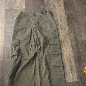 Hollister Green Cargo Pants with Straight Leg Design